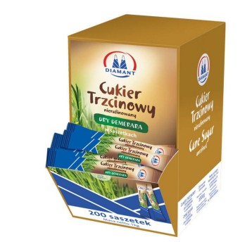 Cukier trzcinowy DIAMANT 1kg saszetki 200 szt. 5g