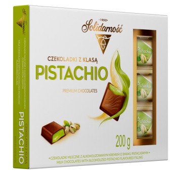 Cukierki czekoladowe GOPLANA CZEKOLADKI Z KLASĄ PISTACHIO pistacjowe kartonik 200g