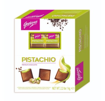 Cukierki czekoladowe SOLIDARNOŚĆ CZEKOLADKI Z KLASĄ PISTACHIO kartonik 1kg