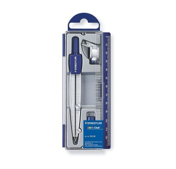 Cyrkiel STAEDTLER kol. srebrno-niebieski metal szkolny z adapterem i etui na grafity [S55060]