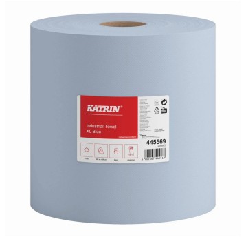 Czyściwo papierowe w roli KATRIN Industrial Towel XL Blue makulatura 1 warstwa | Ø280mm szer. 280mm dł. 360m | kol. niebieski 2 rolki [445569]