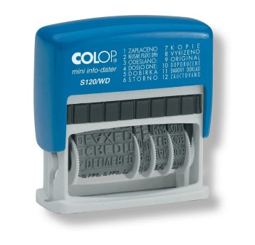 Datownik automatyczny samotuszujący 4mm COLOP MINI S120 tworzywo z gotowym tekstem [S120WD]