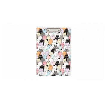 Deska A4 niezamykana z klipsem na krótkim boku BIURFOL Koty PVC [KHN-01-28]