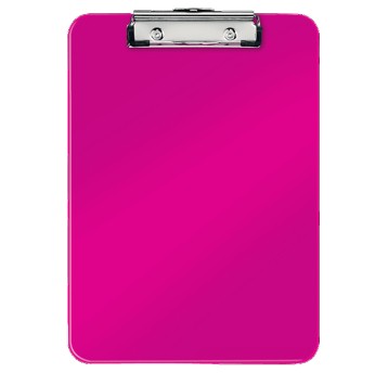 Deska A4 niezamykana z klipsem na krótkim boku LEITZ WOW polistyren kol. różowy [39710023]