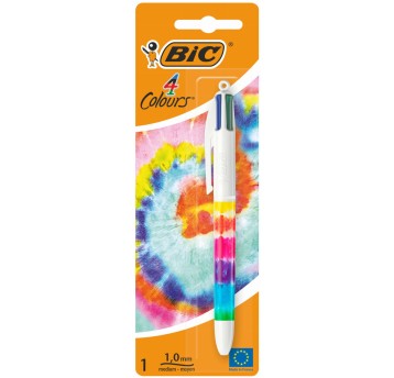 Długopis olejowy automatyczny BIC 4 COLOURS Decor Tie Dye kol. obudowy wielokolorowy mechanizm 4-kolorowy intensywny 1mm ; blister [503806]