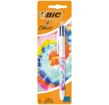 Długopis olejowy automatyczny BIC 4 COLOURS Decor Tie Dye kol. obudowy wielokolorowy mechanizm 4-kolorowy pastelowy 1mm ; blister [503806]
