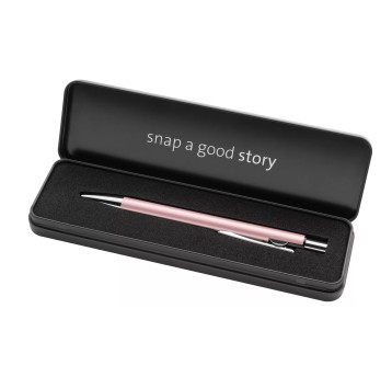 Długopis olejowy automatyczny PELIKAN SNAP Metallic Rose Gold kol. niebieski kol. obudowy srebrno-różowy ; etui metalowe [821254]