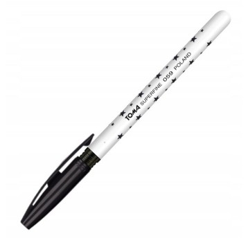 Długopis olejowy zwykły TOMA SUPERFINE TO-059 kol. czarny kol. obudowy biało-czarny w gwiazdki 0,5mm 30 szt.