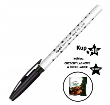 Długopis olejowy zwykły TOMA SUPERFINE TO-059 kol. czarny kol. obudowy biało-czarny w gwiazdki 0,5mm