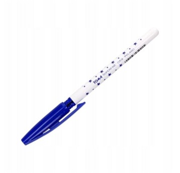 Długopis olejowy zwykły TOMA SUPERFINE TO-059 kol. niebieski kol. obudowy biało-niebieski w gwiazdki 0,5mm