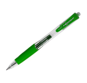 Długopis żelowy automatyczny TOMA MASTERSHIP TO-077 kol. zielony kol. obudowy przezroczysty z gumowym uchwytem 0,7mm