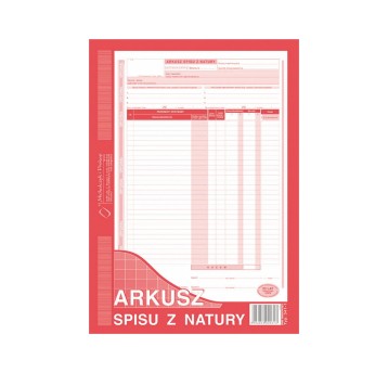 Druk - Arkusz spisu z natury (uniwersalny) samokopiujący A4 O+1K MICHALCZYK I PROKOP pionowy jednostronny [341-1]