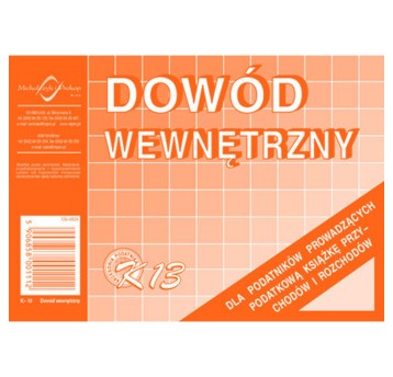 Druk - Dowód wewnętrzny dla podatników prowadzących podatkową księgę przychodów i rozchodów offset A6 MICHALCZYK I PROKOP poziomy jednostronny [K13]