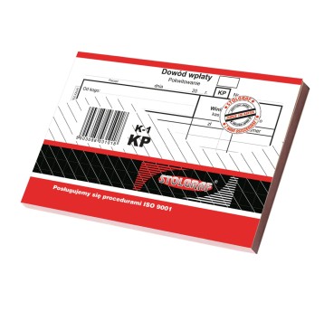 Druk - Dowód wpłaty KP samokopiujący A6 wielokopia STOLGRAF poziomy jednostronny [K-1]