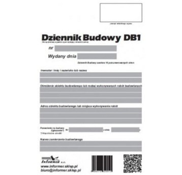 Druk - Dziennik budowy dla budynków mieszkalnych samokopiujący A4 INFORMER foliowa oprawa [DB1S]