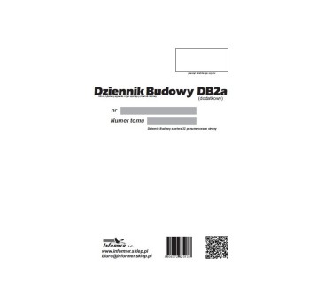 Druk - Dziennik budowy dodatkowy DB2a samokopiujący A4 O+1K INFORMER foliowa oprawa [DB2a-2023]