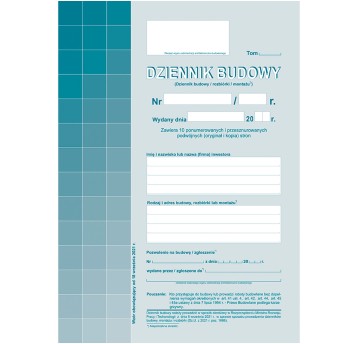 Druk - Dziennik budowy offset A4 O+1K MICHALCZYK I PROKOP pionowy jednostronny [603-1]