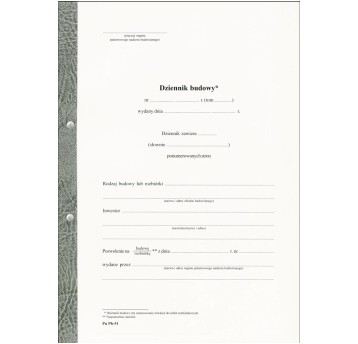 Druk - Dziennik budowy samokopiujący A4 DRUK KURPANIK twarda oprawa [Pu Pb-51]
