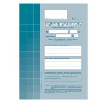 Druk - Dziennik budowy samokopiujący A4 O+1K MICHALCZYK I PROKOP pionowy dwustronny [603-S1]