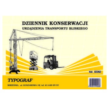 Druk - Dziennik konserwacji urządzenia transportu bliskiego offset A5 TYPOGRAF poziomy dwustronny [02262]