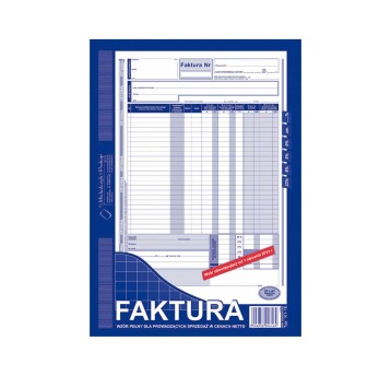 Druk - Faktura wzór pełny dla prowadzących sprzedaż w cenach netto samokopiujący A4 O+1K MICHALCZYK I PROKOP pionowy jednostronny [101-1E]