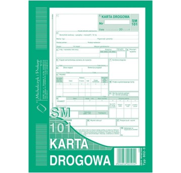 Druk - Karta drogowa SM/101 (samochód osobowy) offset A5 MICHALCZYK I PROKOP pionowy dwustronny [802-3]