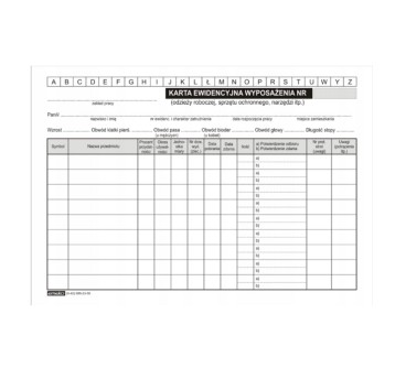 Druk - Karta ewidencyjna wyposażenia karton offsetowy A5 EMEKO poziomy dwustronny [035]