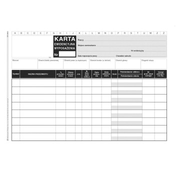 Druk - Karta ewidencyjna wyposażenia karton offsetowy A5 MICHALCZYK I PROKOP poziomy dwustronny [346-3]