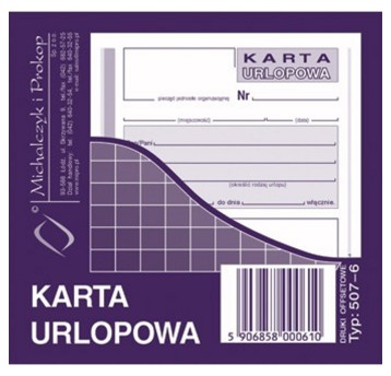 Druk - Karta urlopowa offset 2/3A6 MICHALCZYK I PROKOP jednostronny [507-6]