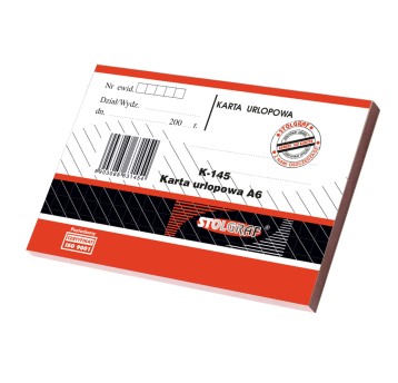 Druk - Karta urlopowa offset A6 STOLGRAF poziomy jednostronny [K-145]