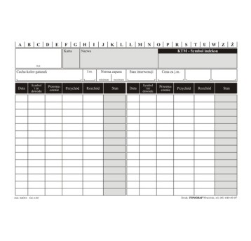 Druk - Kartoteka magazynowa karton offsetowy A5 TYPOGRAF poziomy dwustronny [02051]