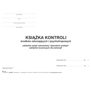 Druk - Książka kontroli środków odurzających i psychotropowych offset A4 IMPACT poziomy dwustronna twarda oprawa [Mz/F-5a]