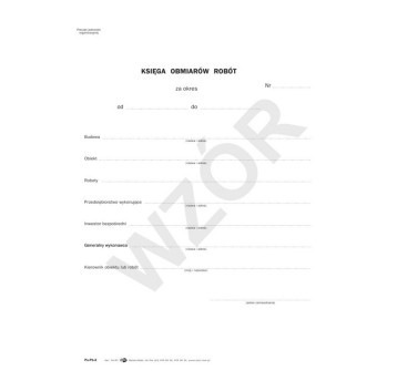 Druk - Księga obmiarów robót PB-2 offset A4 REMI pionowy dwustronny [Pu-Pb-2]