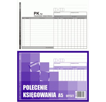 Druk - Polecenie księgowania PK (zwykłe) offset A5 EMEKO poziomy dwustronny [729]