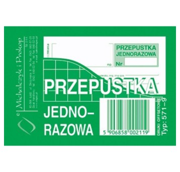 Druk - Przepustka jednorazowa offset A7 MICHALCZYK I PROKOP poziomy dwustronny [571-9]