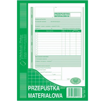 Druk - Przepustka materiałowa samokopiujący A5 O+1K MICHALCZYK I PROKOP pionowy jednostronny [322-3]