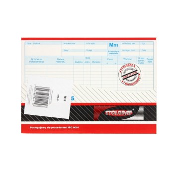Druk - Przesunięcie międzymagazynowe MM (przesunięcie materiałów) samokopiujący A5 wielokopia STOLGRAF poziomy jednostronny niebieski nadruk [M-15]