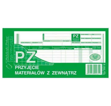 Druk - Przyjęcie materiałów z zewnątrz PZ samokopiujący 1/3A4 wielokopia MICHALCZYK I PROKOP poziomy jednostronny [352-8]