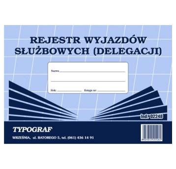 Druk - Rejestr wyjazdów służbowych (delegacji) offset A5 TYPOGRAF poziomy dwustronny [02248]