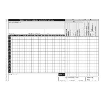 Druk - Roczna karta ewidencji obecności w pracy karton offsetowy A5 MICHALCZYK I PROKOP poziomy dwustronny [508-3]
