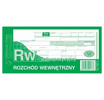 Druk - Rozchód wewnętrzny RW jednopozycyjny samokopiujący 1/3A4 wielokopia MICHALCZYK I PROKOP poziomy jednostronny [383-8]