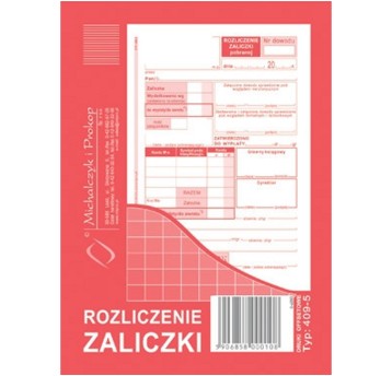 Druk - Rozliczenie zaliczki offset A6 MICHALCZYK I PROKOP pionowy dwustronny [409-5]