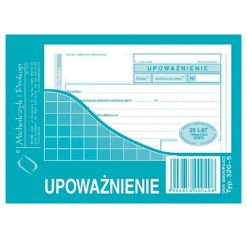 Druk - Upoważnienie samokopiujący A6 O+1K MICHALCZYK I PROKOP poziomy jednostronny [320-5]