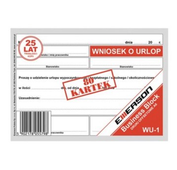 Druk - Wniosek o urlop offset A6 EMERSON poziomy jednostronny [WU-1]
