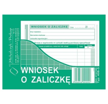 Druk - Wniosek o zaliczkę offset A6 MICHALCZYK I PROKOP poziomy dwustronny [408-5]