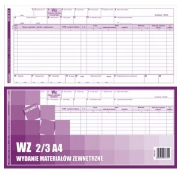 Druk - Wydanie materiałó zewnętrzne WZ samokopiujący 2/3A4 wielokopia EMEKO poziomy jednostronny [872]