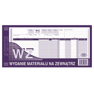 Druk - Wydanie materiału na zewnątrz WZ samokopiujący 1/3A3 wielokopia MICHALCZYK I PROKOP poziomy jednostronny [361-2]