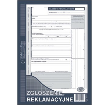 Druk - Zgłoszenie reklamacyjne samokopiujący A4 O+2K MICHALCZYK I PROKOP pionowy jednostronny [601-1]