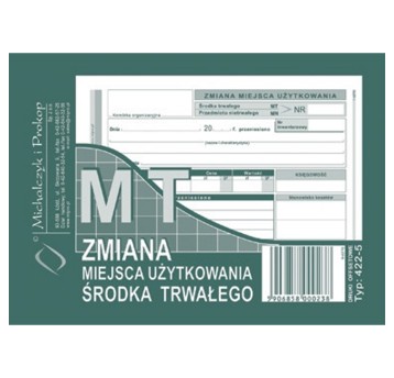 Druk - Zmiana miejsca użytkowania środka trwałego MT offset A6 MICHALCZYK I PROKOP poziomy jednostronny [422-5]