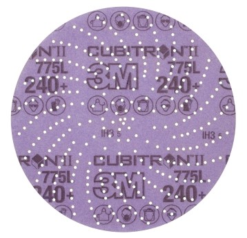 Dysk ścierny 3M XTRACT + CUBITRON II Hookit 775L rzep wielootworowy 152mm nasyp P240 kol. fioletowy Clean Sanding [47098]